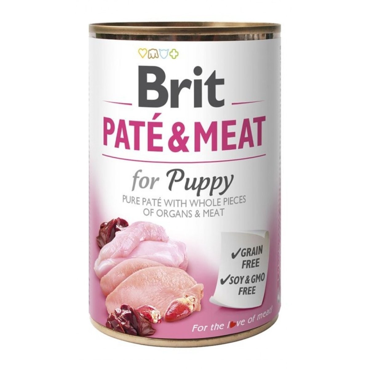BRIT Pate and Meat Puppy, XS-XL, Pui și Curcan, conservă hrană umedă câini junior, (pate), 400g - poza 1