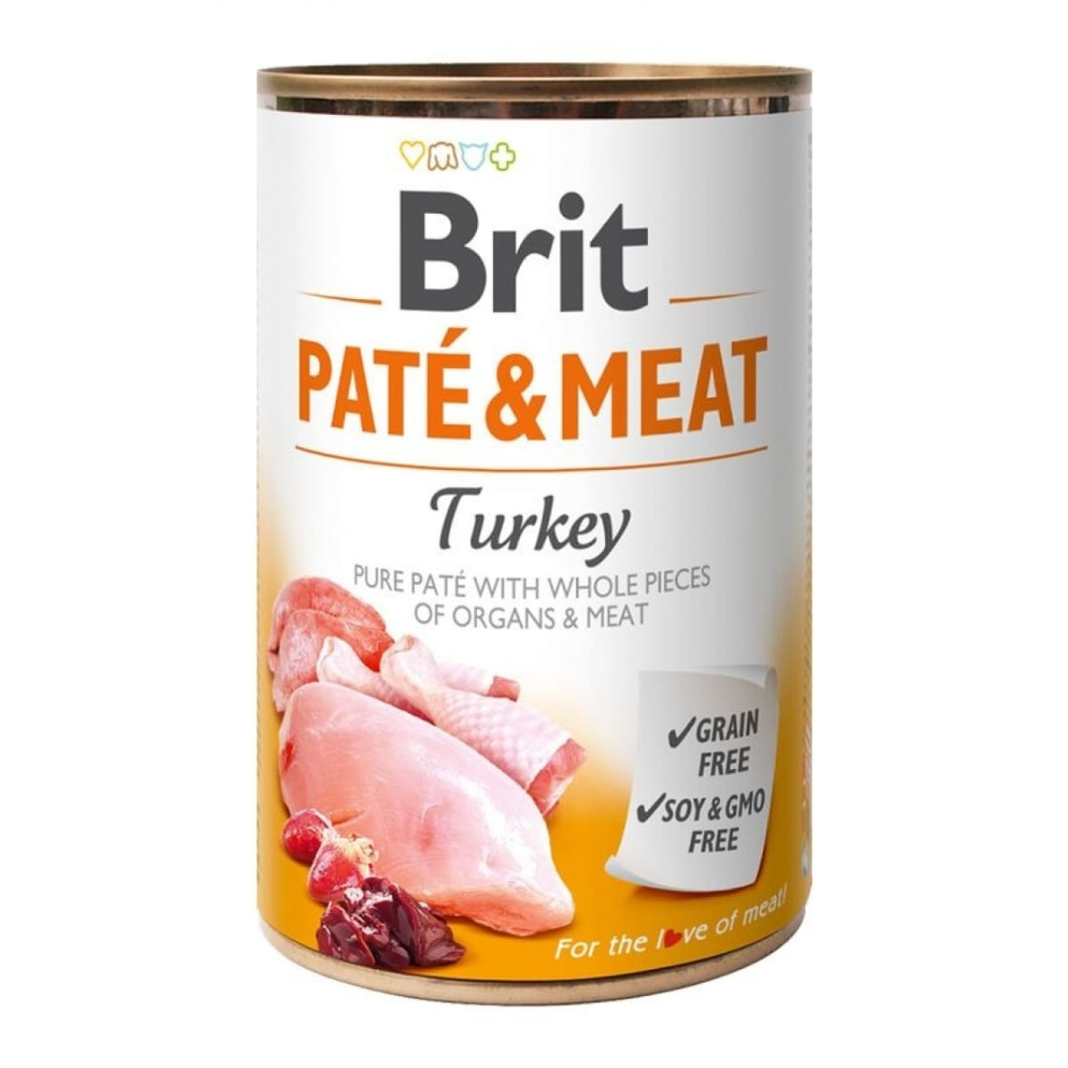 BRIT Pate & Meat, Curcan, conservă hrană umedă fără cereale câini, (pate cu bucăți de carne), 400g - poza 2
