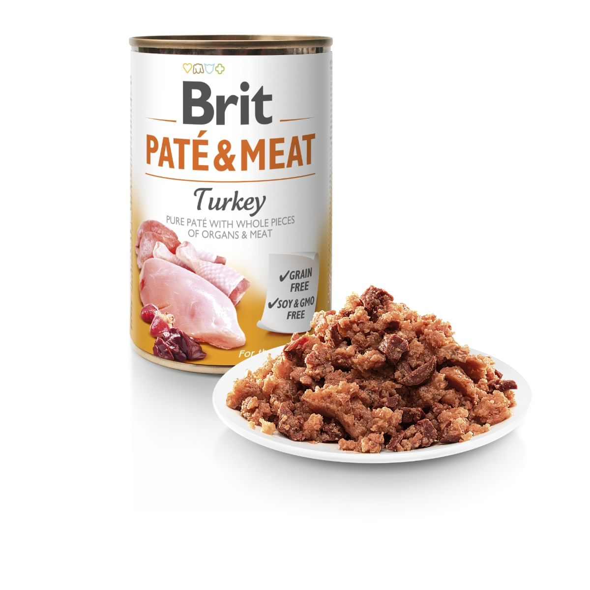 BRIT Pate & Meat, Curcan, conservă hrană umedă fără cereale câini, (pate cu bucăți de carne), 400g - poza 3