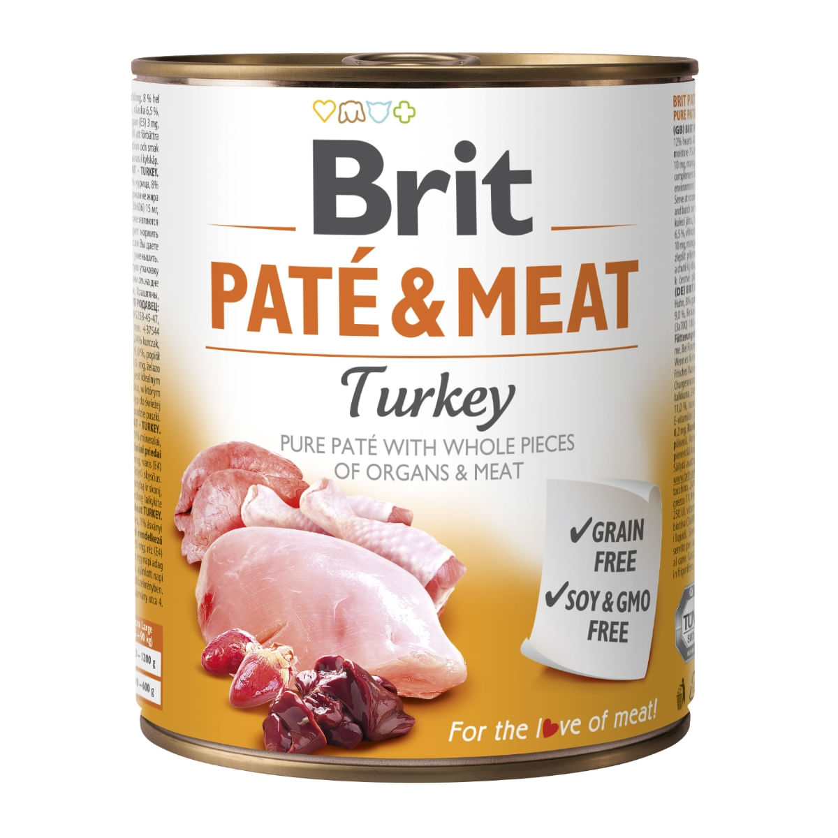 BRIT Pate & Meat, Curcan, conservă hrană umedă fără cereale câini, (pate cu bucăți de carne), 800g - poza 1