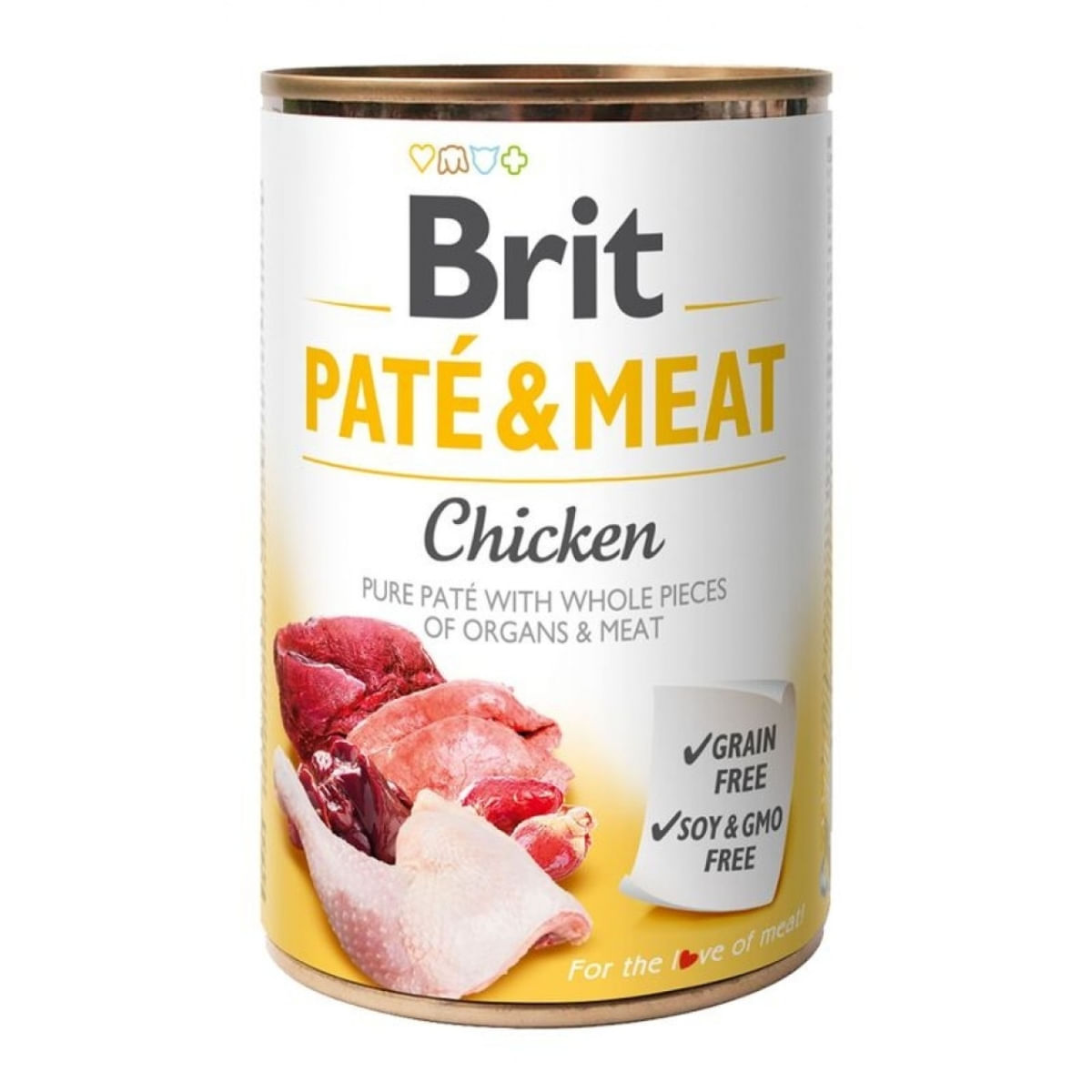 BRIT Pate & Meat, Pui, conservă hrană umedă fără cereale câini, (pate cu bucăți de carne), 400g - poza 1