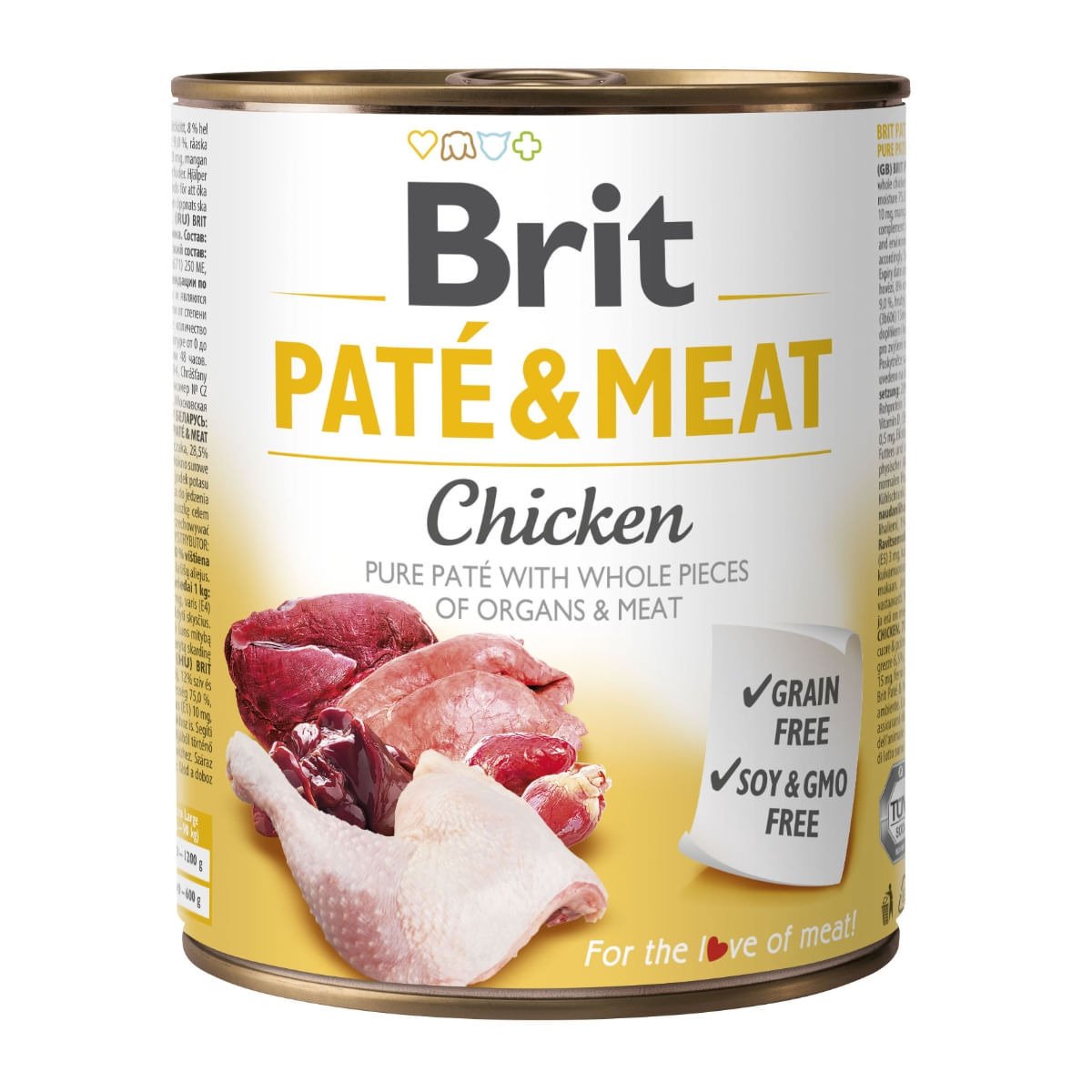 BRIT Pate & Meat, Pui, conservă hrană umedă fără cereale câini, (pate cu bucăți de carne), 800g - poza 2