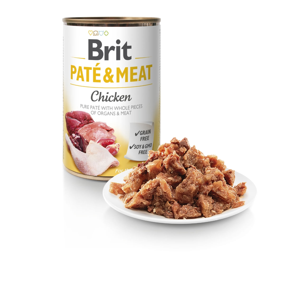 BRIT Pate & Meat, Pui, conservă hrană umedă fără cereale câini, (pate cu bucăți de carne), 800g - poza 3