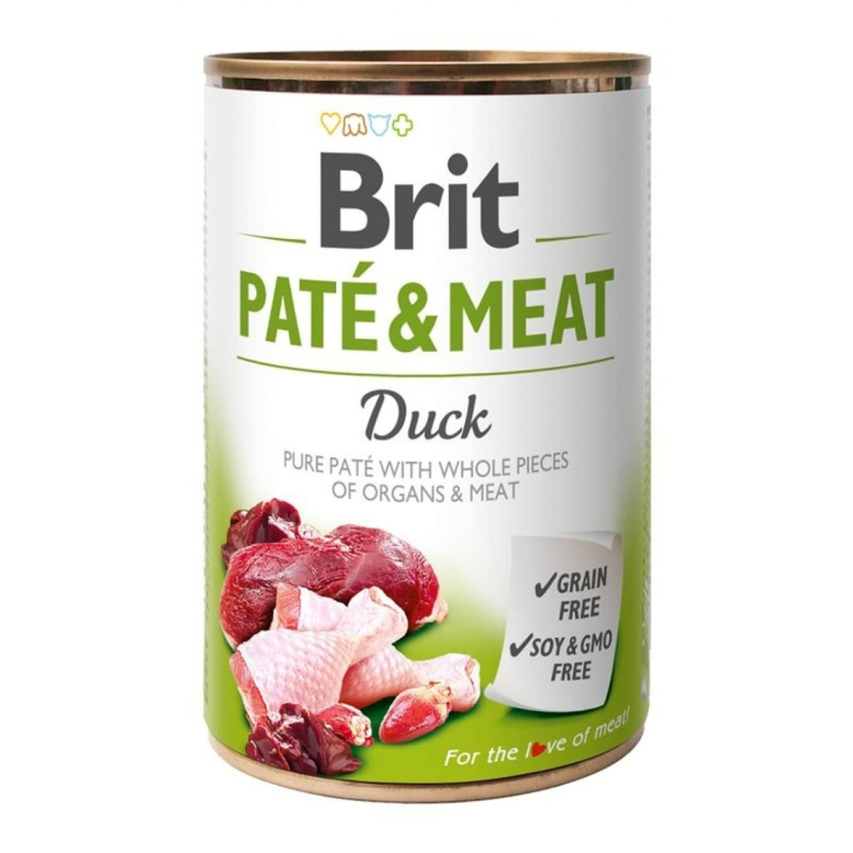 BRIT Pate & Meat, Rață, conservă hrană umedă fără cereale câini, (pate cu bucăți de carne), 400g - poza 1