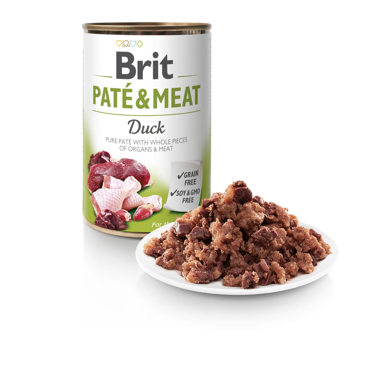 BRIT Pate & Meat, Rață, conservă hrană umedă fără cereale câini, (pate cu bucăți de carne), 400g - poza 3
