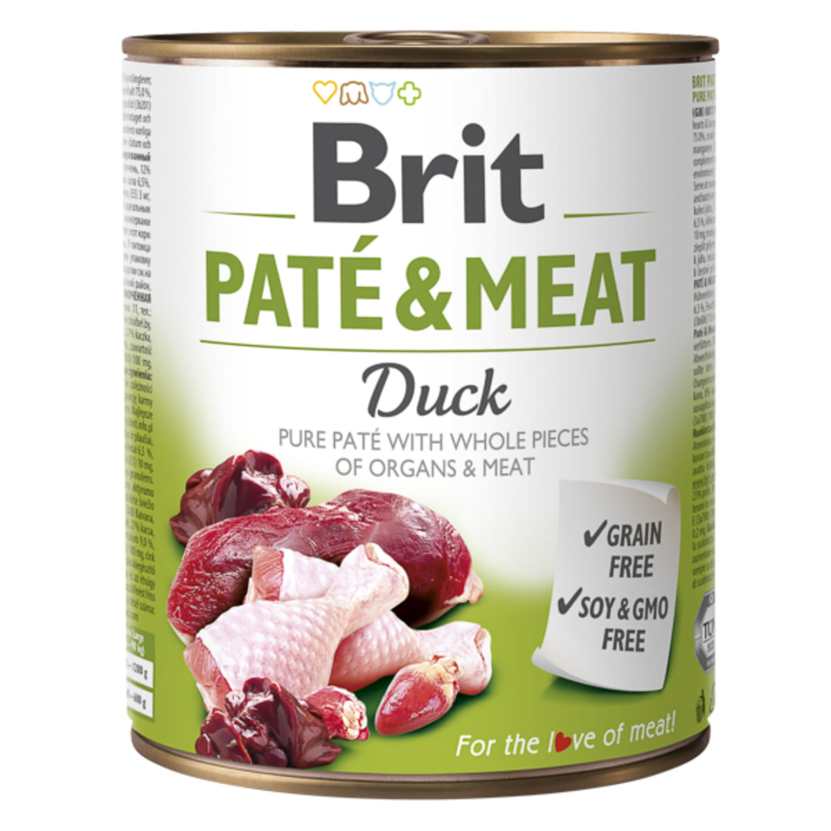 BRIT Pate & Meat, Rață, conservă hrană umedă fără cereale câini, (pate cu bucăți de carne), 800g - poza 1