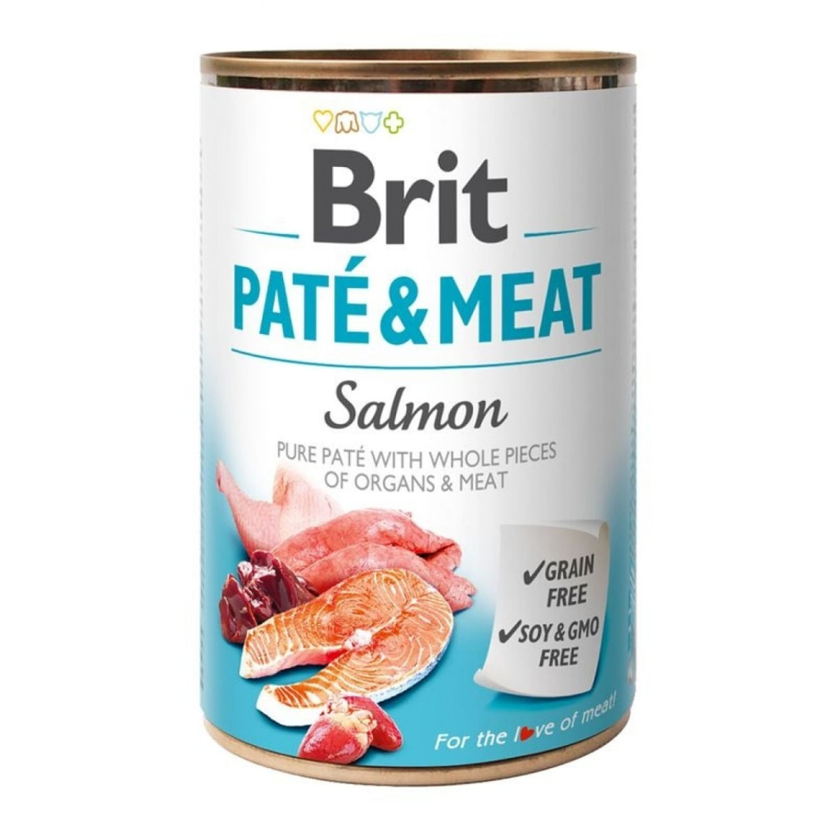 BRIT Pate & Meat, Somon, conservă hrană umedă fără cereale câini, (pate cu bucăți de carne), 400g - poza 4