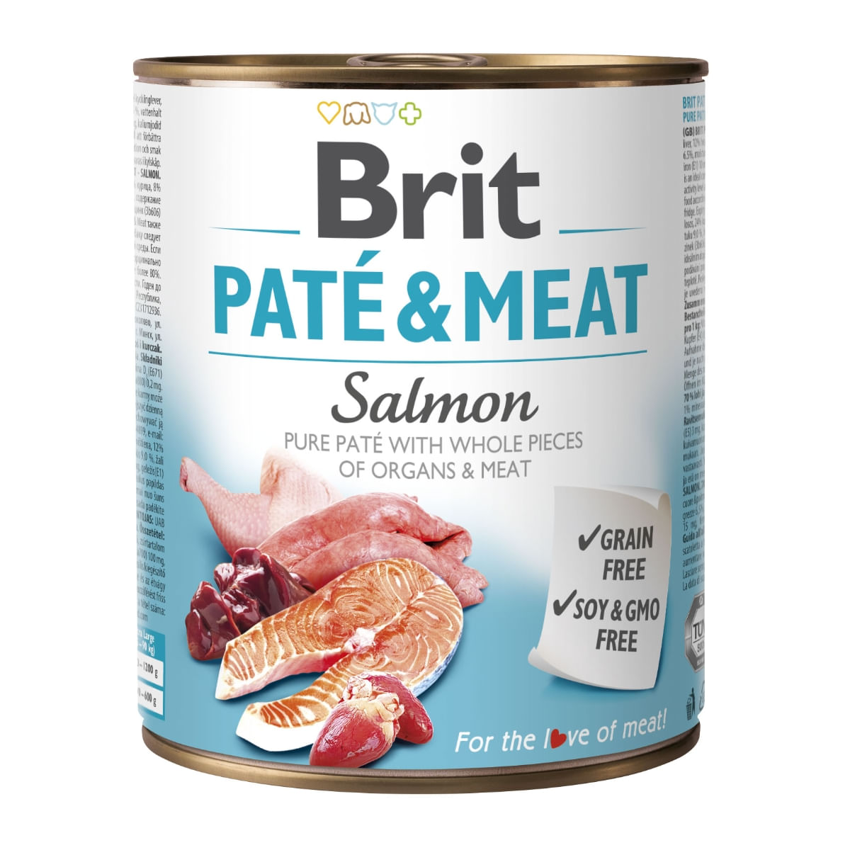 BRIT Pate & Meat, Somon, conservă hrană umedă fără cereale câini, (pate cu bucăți de carne), 800g - poza 1