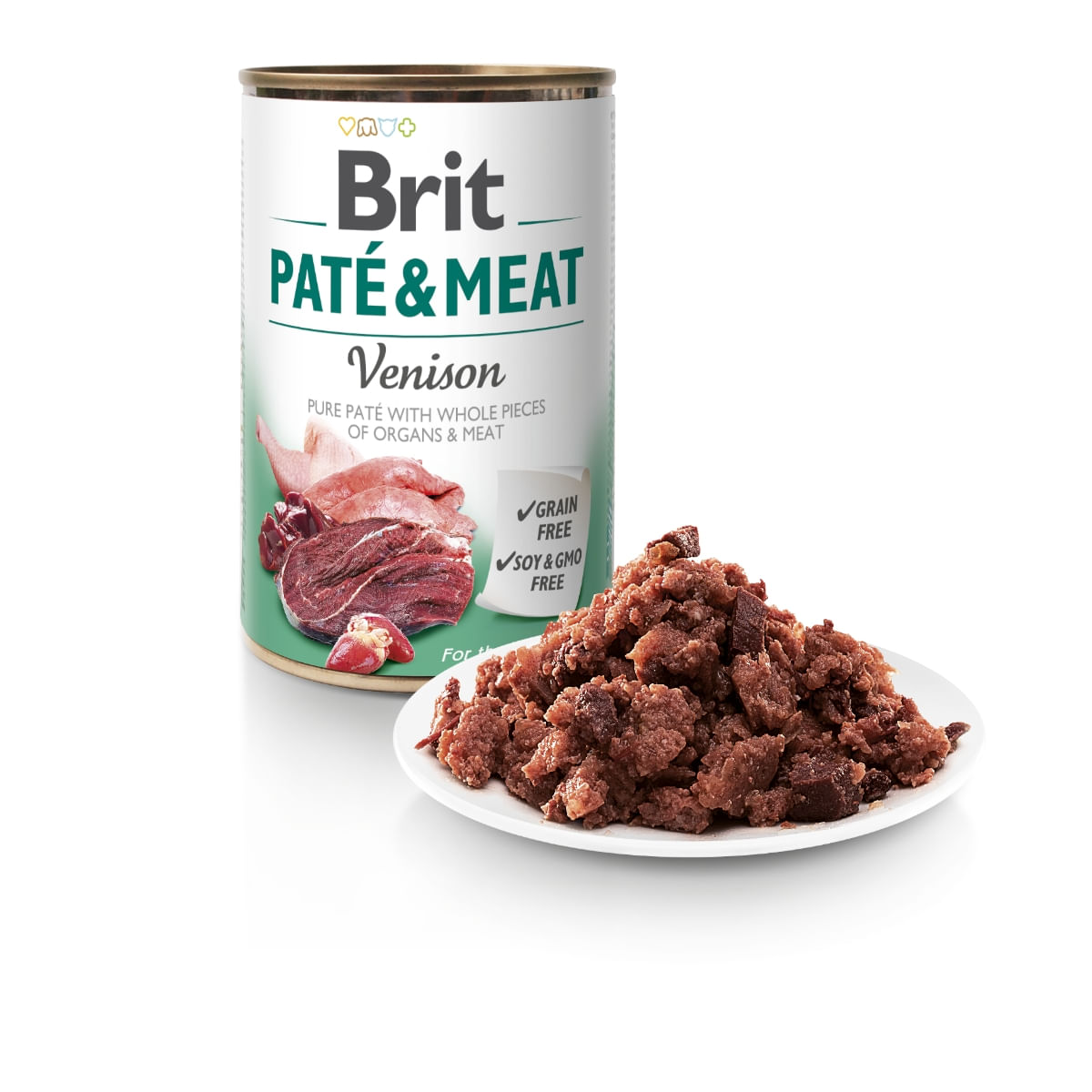 BRIT Pate & Meat, Vânat, conservă hrană umedă fără cereale câini, (pate cu bucăți de carne), 400g - poza 4