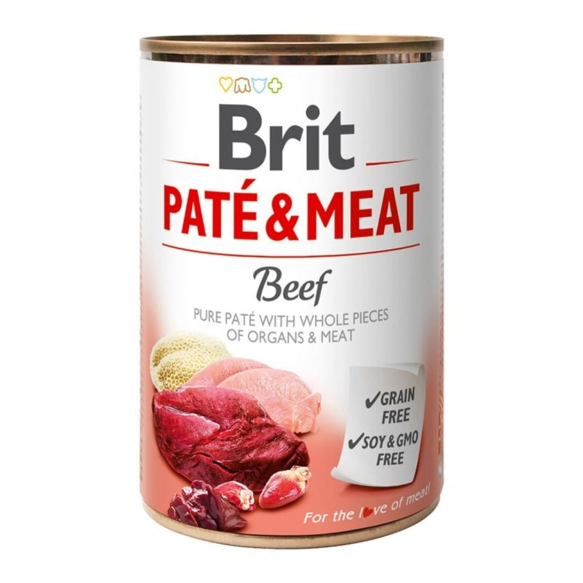 BRIT Pate & Meat, Vită, conservă hrană umedă fără cereale câini, (pate cu bucăți de carne), 400g - poza 1
