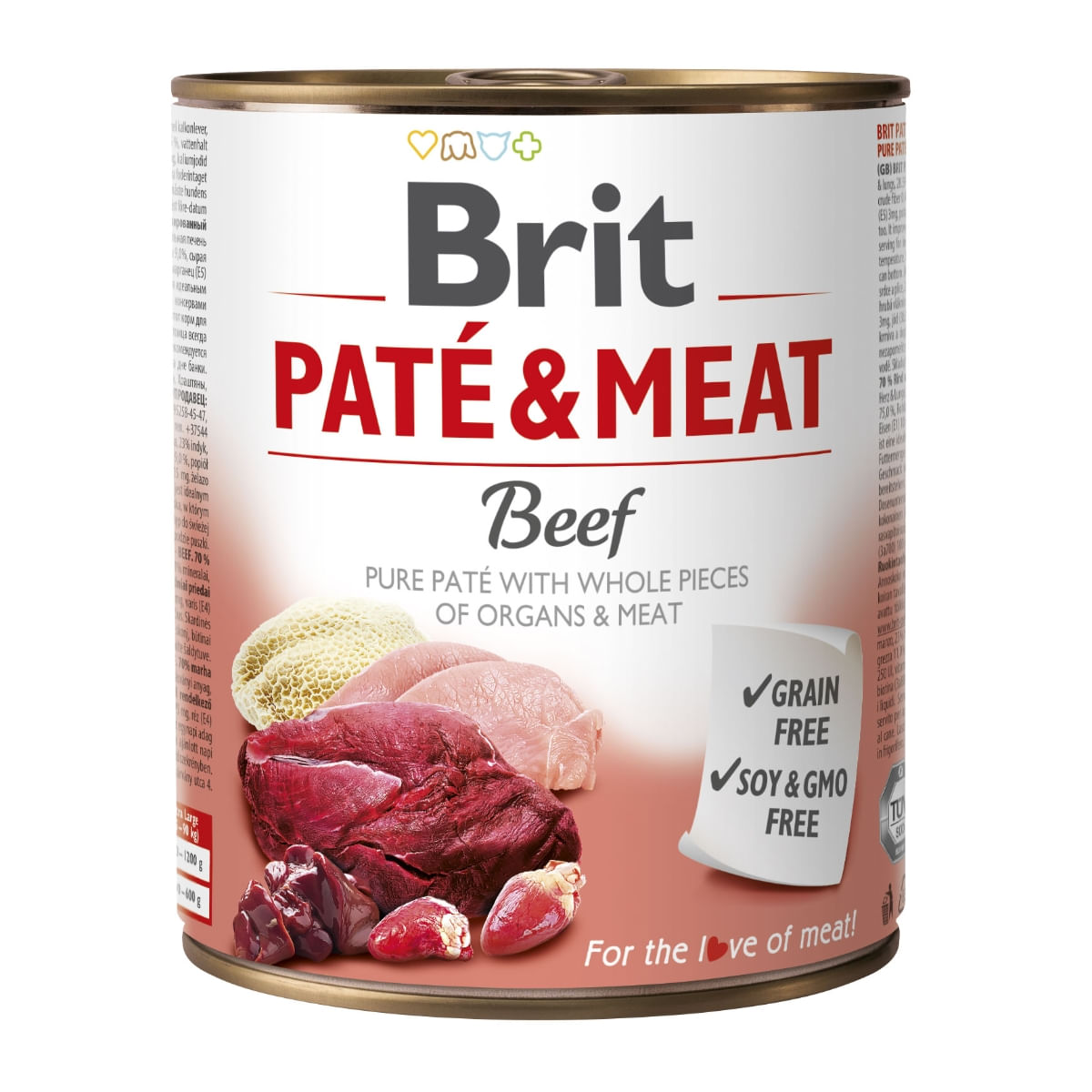 BRIT Pate & Meat, Vită, conservă hrană umedă fără cereale câini, (pate cu bucăți de carne), 800g - poza 1