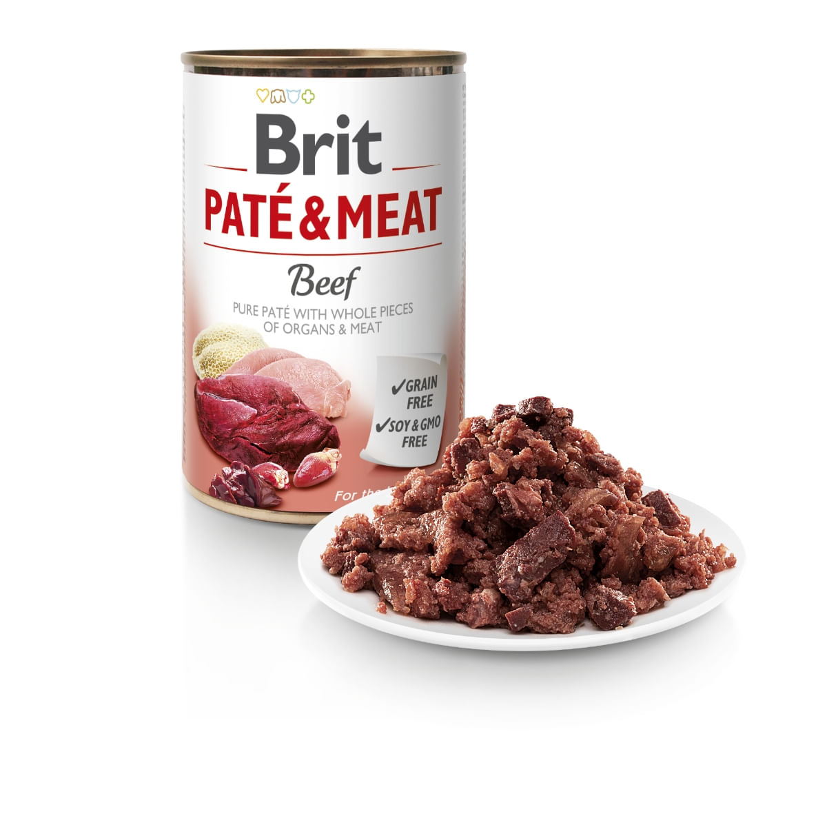 BRIT Pate & Meat, Vită, conservă hrană umedă fără cereale câini, (pate cu bucăți de carne), 800g - poza 4