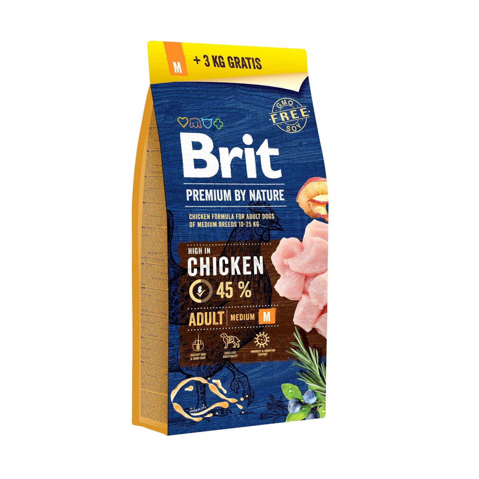 BRIT Premium By Nature Adult Medium Breed, M, Pui, hrană uscată câini, 15kg+3kg GRATUIT - poza 1