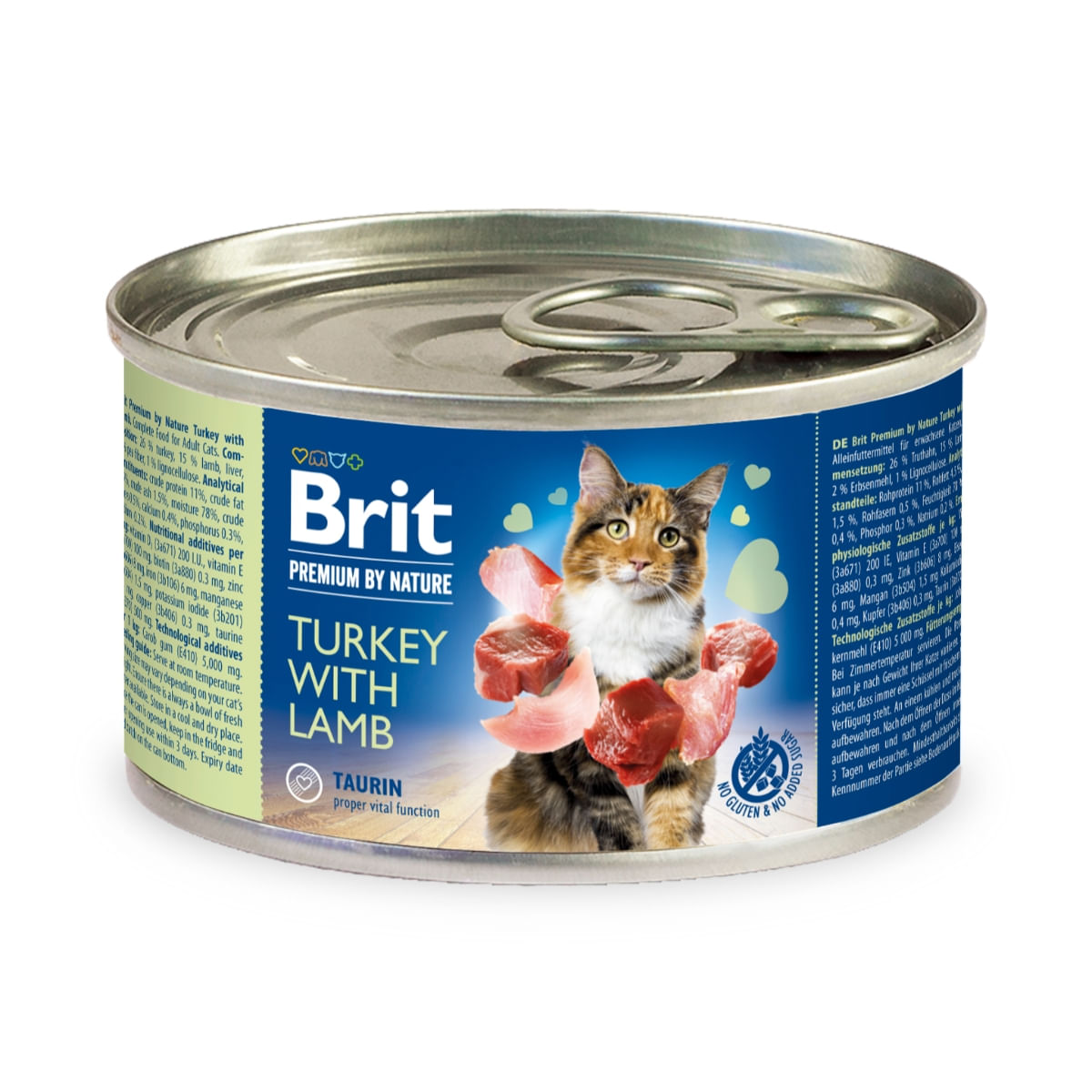 BRIT Premium By Nature, Curcan și Miel, conservă hrană umedă fără cereale pisici, (pate), 200g - poza 2