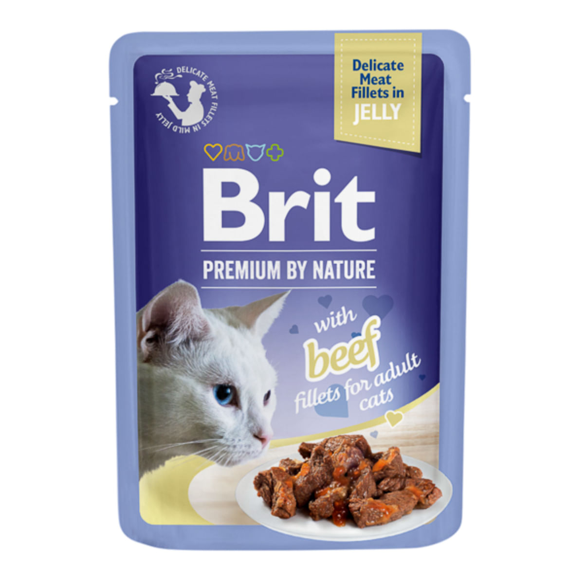 BRIT Premium by Nature Delicate File, Vită, plic hrană umedă pisici, (în aspic), 85g - poza 2