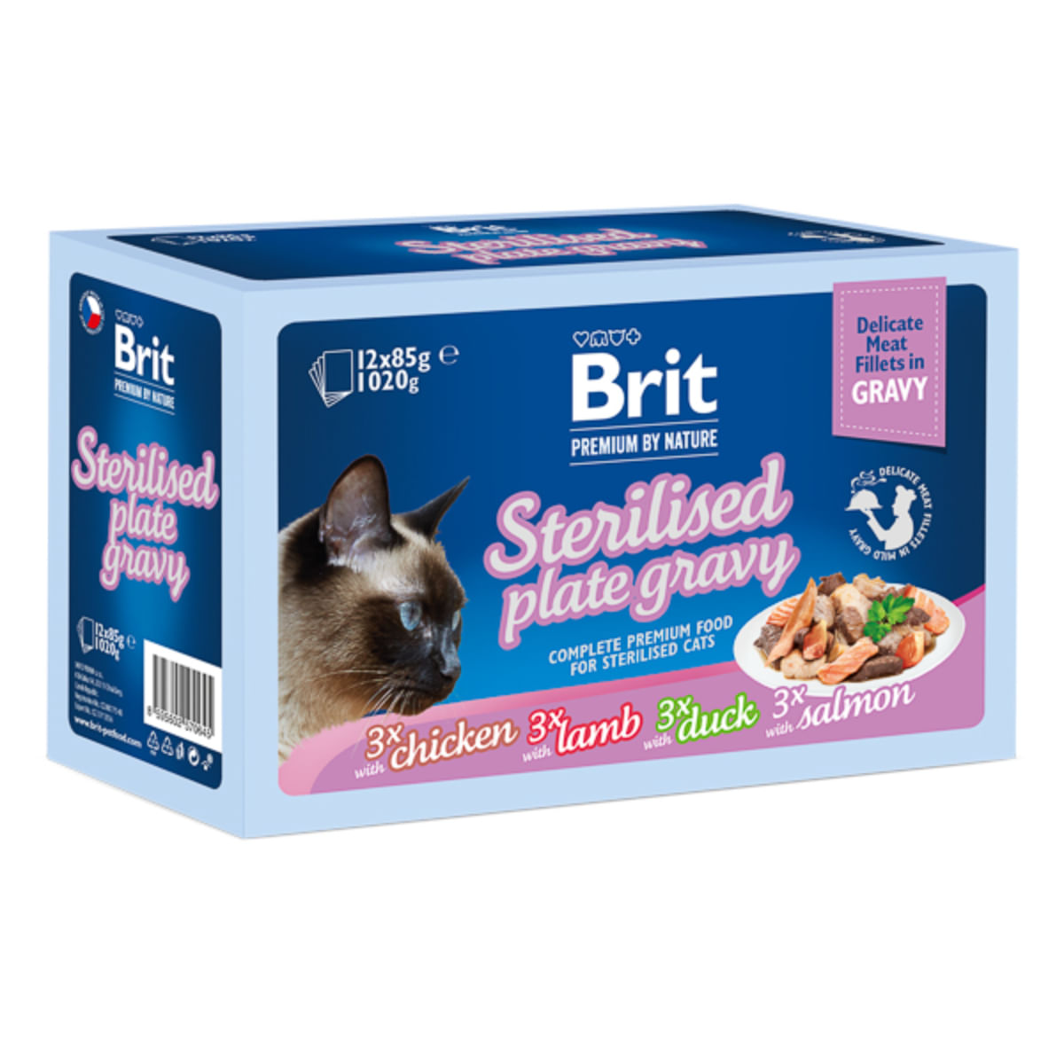 BRIT Premium by Nature Delicate Sterilised Family Plate, Carne, cutie hrană umedă pisici sterilizate, (în sos), multipack, 85g x 12buc - poza 2
