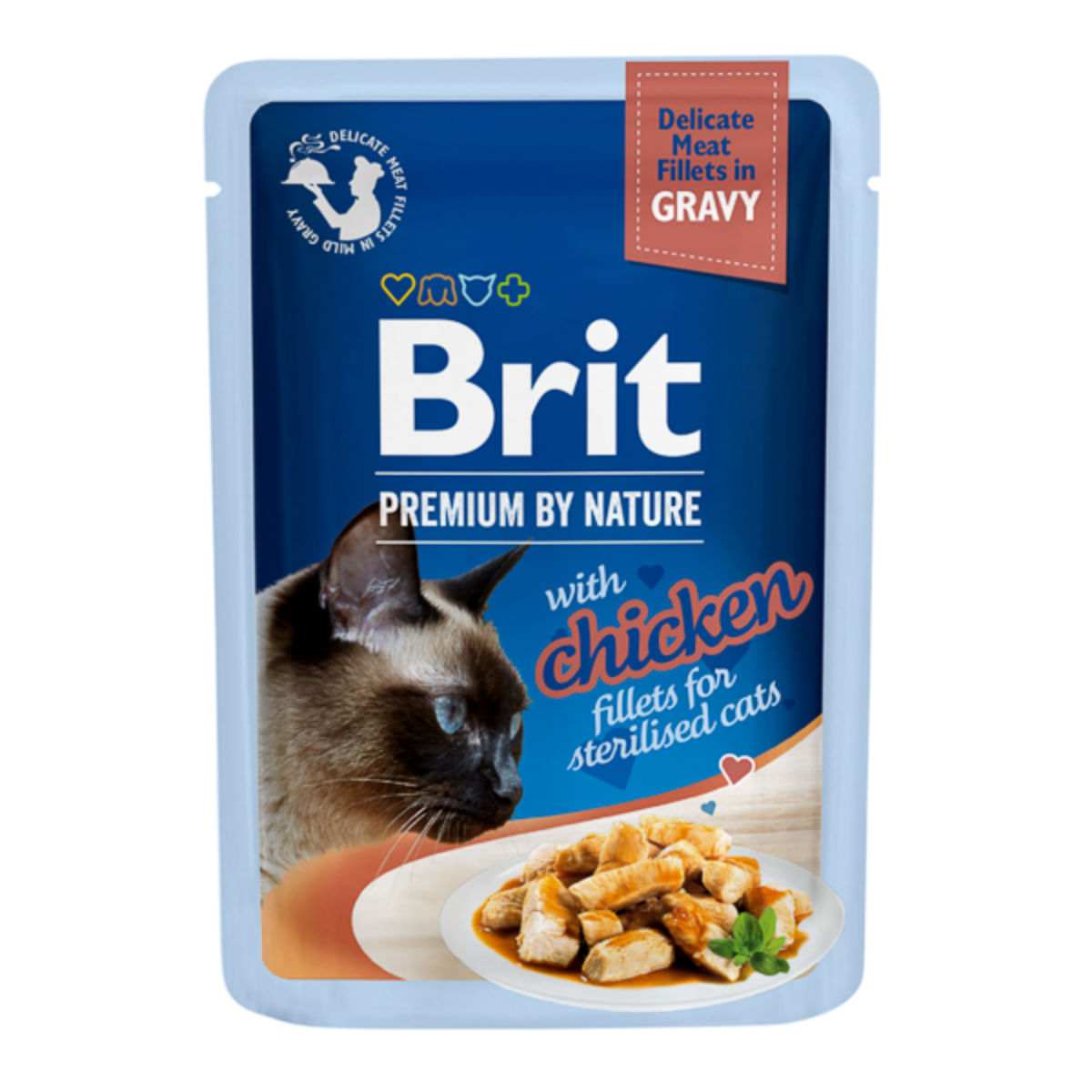 BRIT Premium by Nature Delicate Sterilised File, Pui, plic hrană umedă pisici sterilizate, (în sos), 85g - poza 1