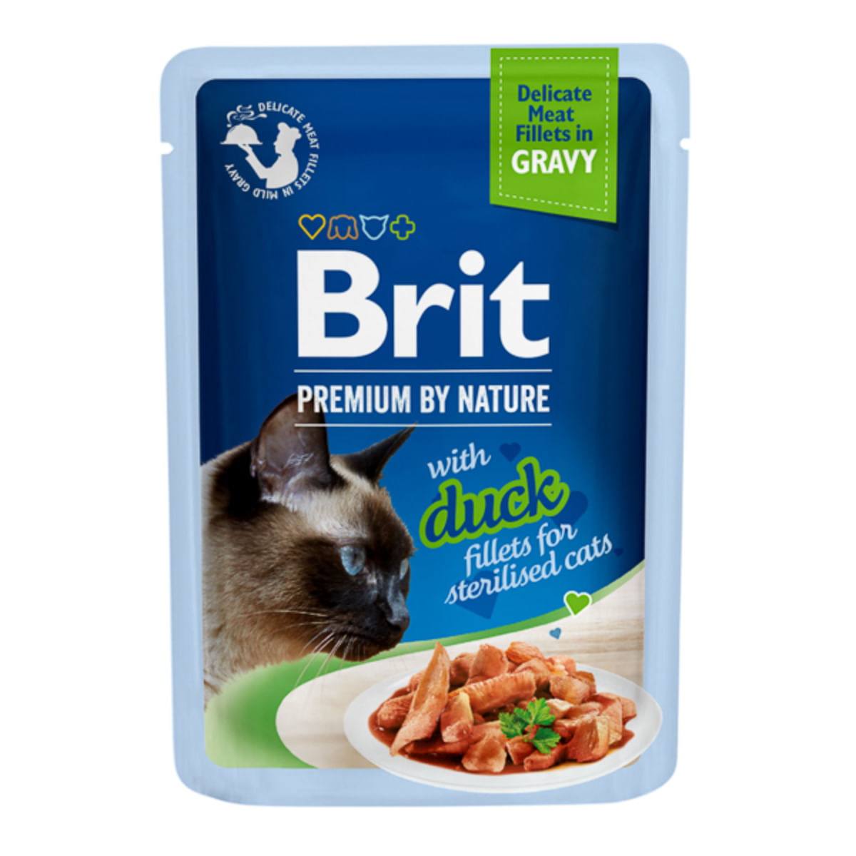 BRIT Premium by Nature Delicate Sterilised File, Rață, plic hrană umedă pisici sterilizate, (în sos), 85g - poza 2