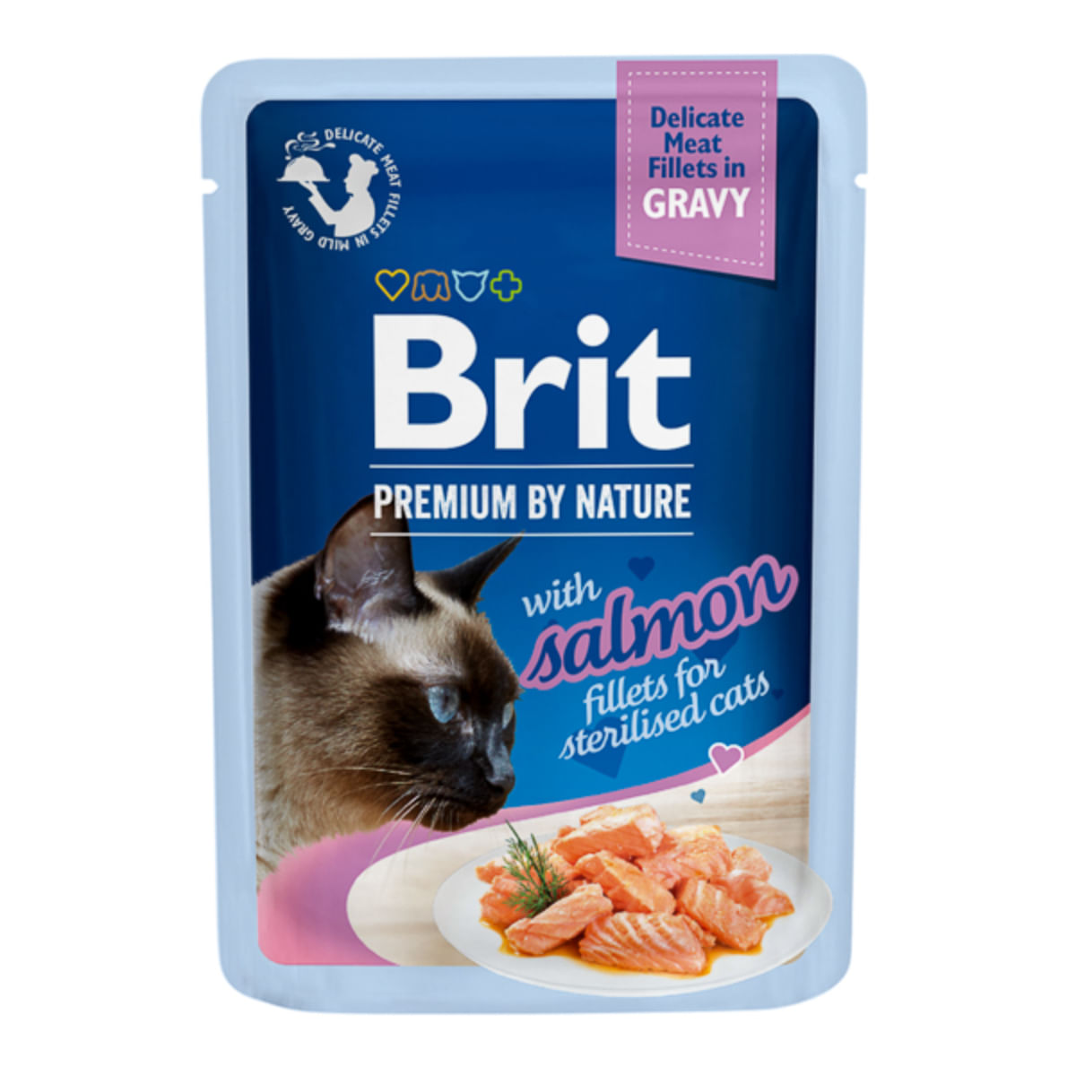 BRIT Premium by Nature Delicate Sterilised File, Somon, plic hrană umedă pisici sterilizate, (în sos), 85g - poza 2