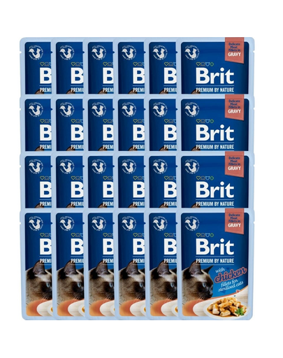 BRIT Premium By Nature Fillets in Gravy for Sterilized Cats cu pui 24x85g hrana umeda pisici