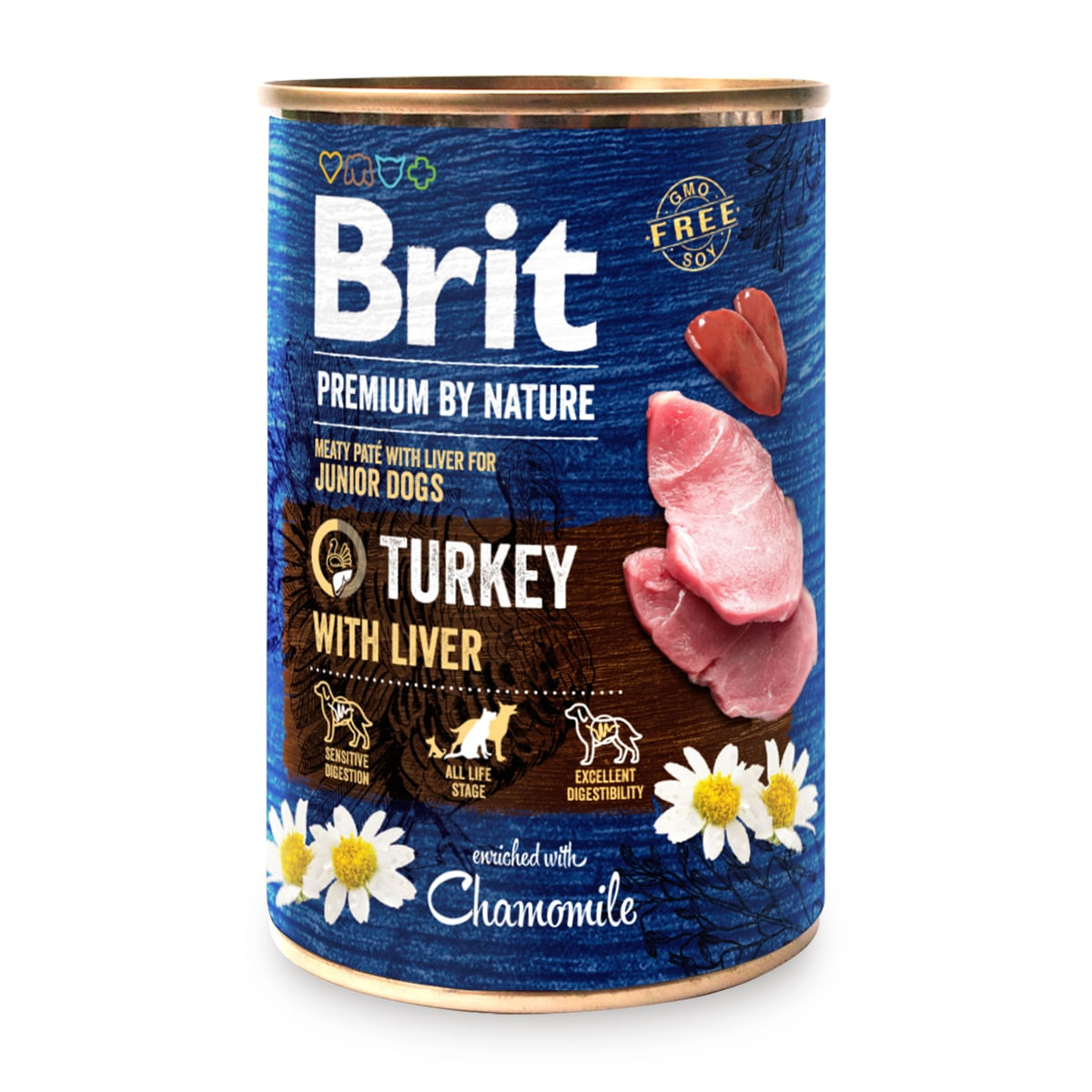 BRIT Premium By Nature Junior, Curcan și Ficat, conservă hrană umedă fără cereale câini, (pate), 400g - poza 1