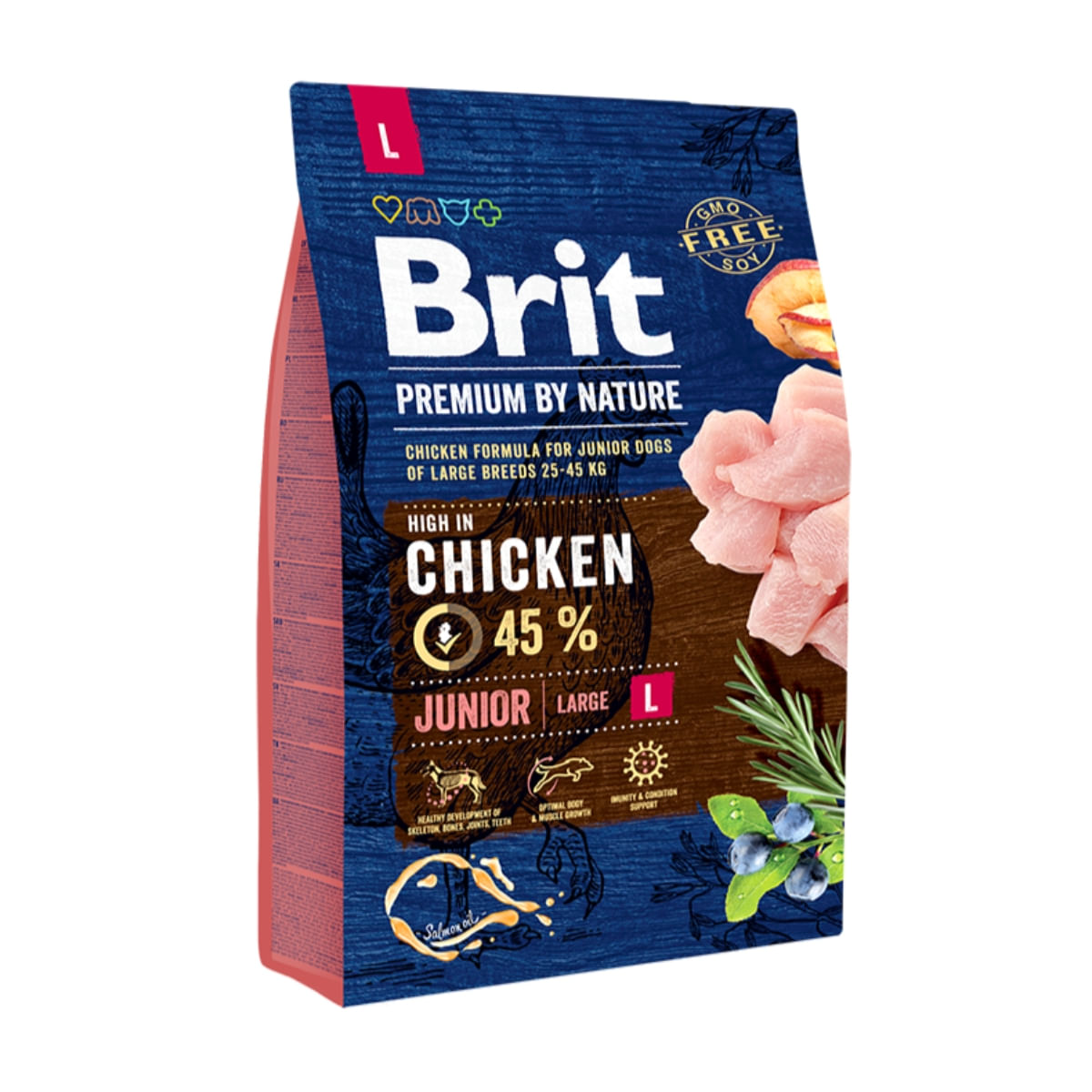 BRIT Premium By Nature Junior Large Breed, L, Pui, hrană uscată câini junior, 3kg - poza 1