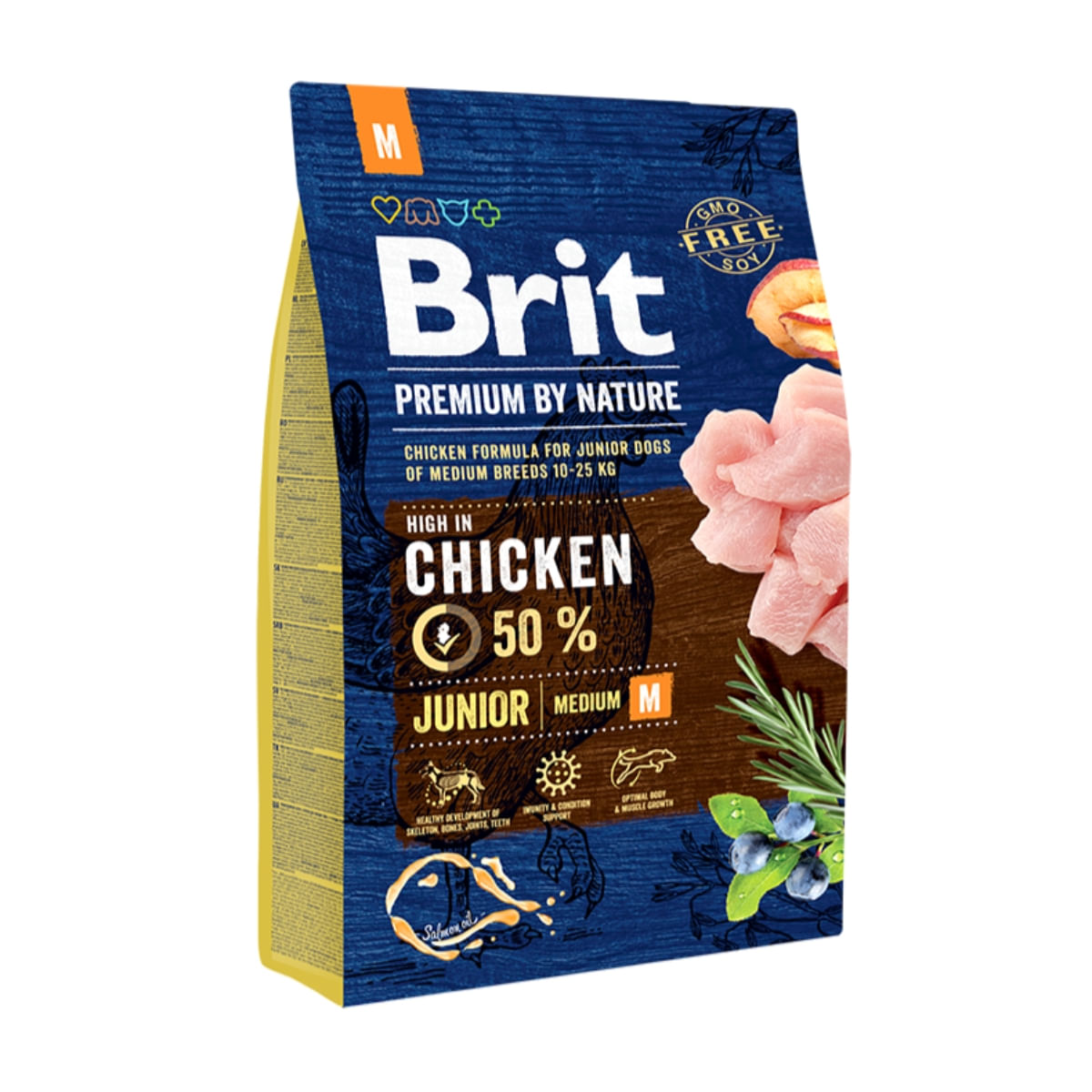 BRIT Premium By Nature Junior Medium Breed, M, Pui, hrană uscată câini junior, 3kg - poza 1