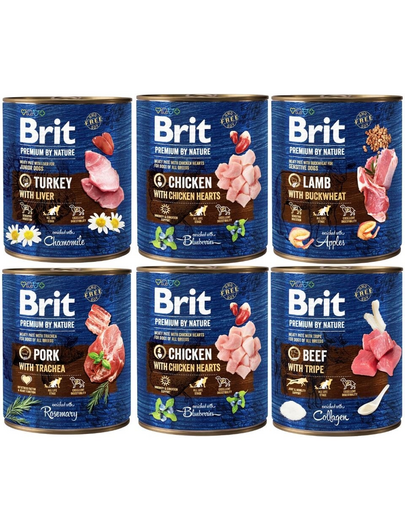 BRIT Premium by Nature Mix arome 6x800 g conserve mixte hrana caini