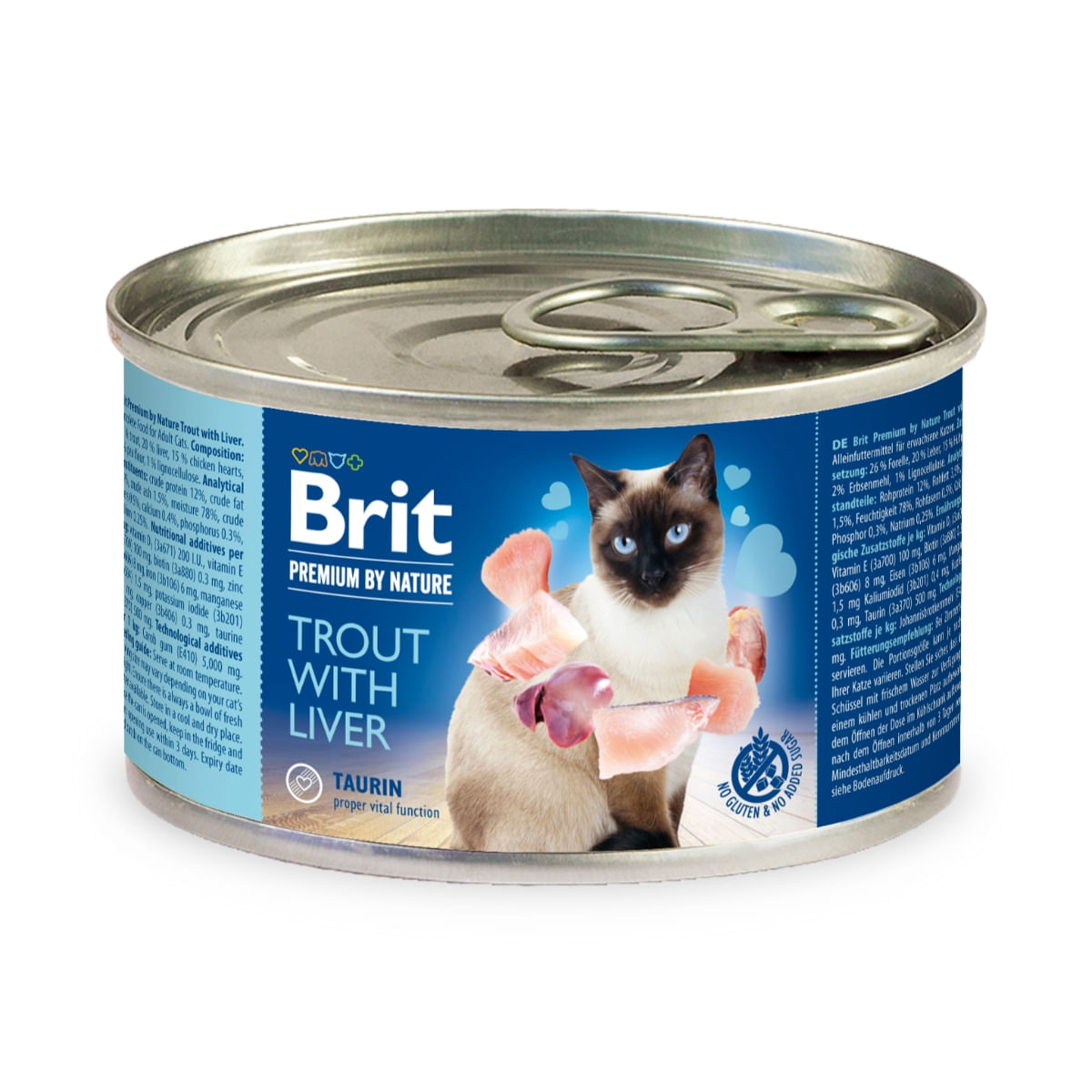 BRIT Premium By Nature, Păstrăv și Ficat, conservă hrană umedă fără cereale pisici, (pate), 200g - poza 2