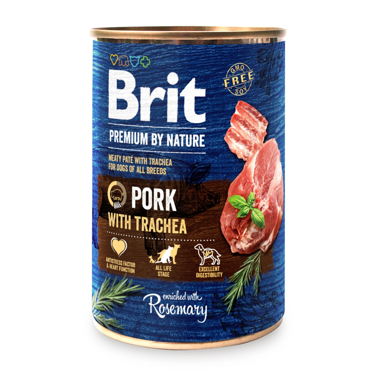 BRIT Premium By Nature, Porc și Trahee, conservă hrană umedă fără cereale câini, (pate), 800g - poza 1