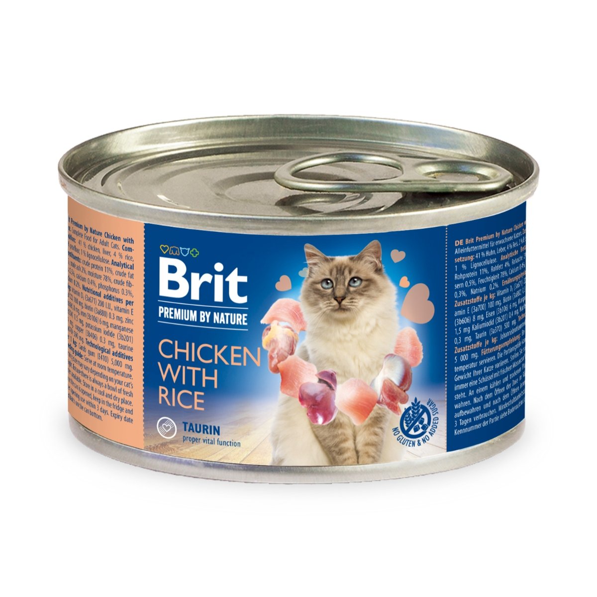 BRIT Premium By Nature, Pui cu Orez, conservă hrană umedă monoproteică conținut redus cereale pisici, (pate), 200g - poza 1