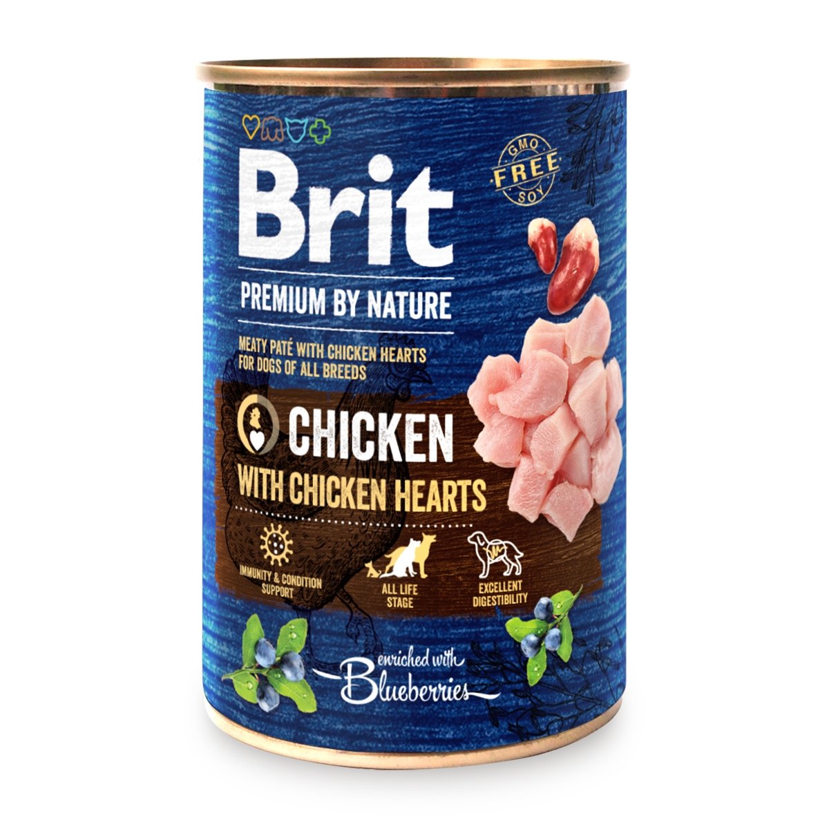 BRIT Premium By Nature, Pui și Inimi, conservă hrană umedă fără cereale câini, (pate), 400g - poza 2