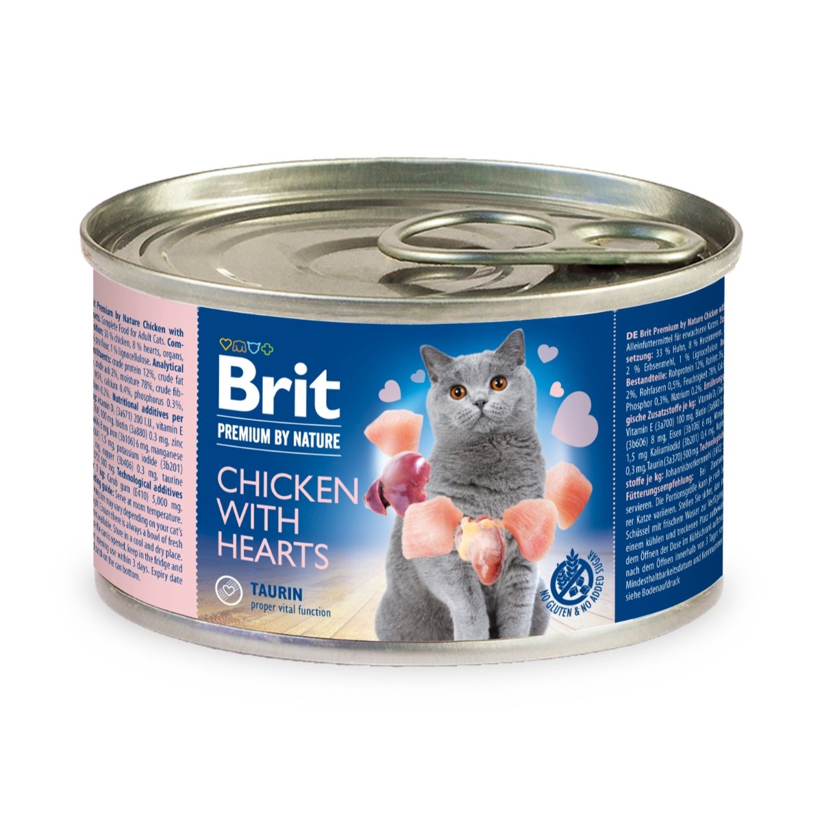 BRIT Premium By Nature, Pui și Inimi, conservă hrană umedă monoproteică fără cereale pisici, (pate), 200g - poza 2