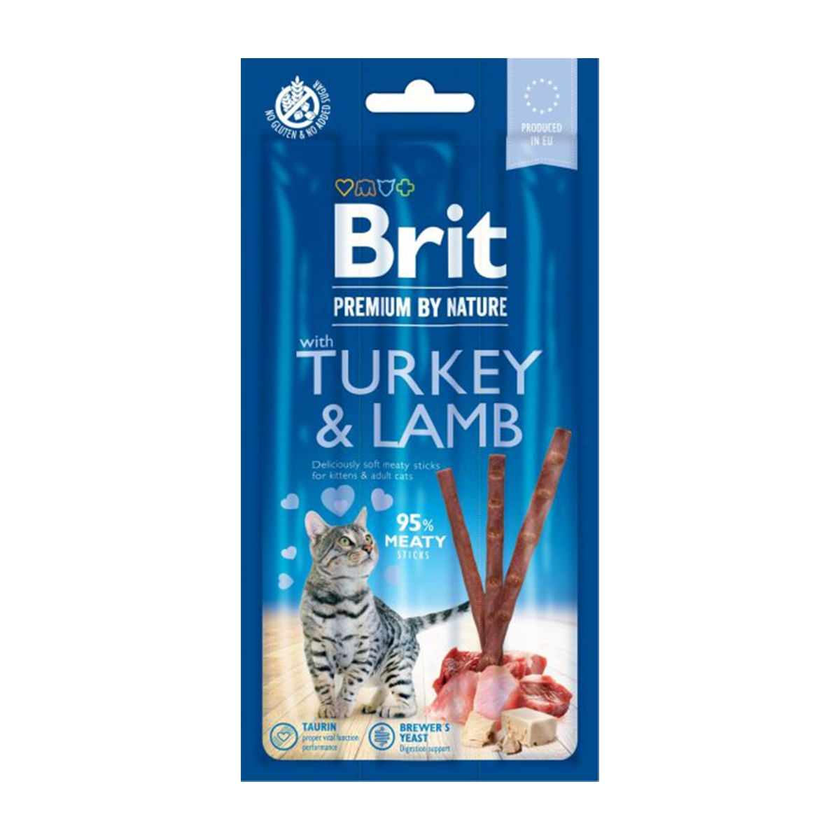 BRIT Premium By Nature, recompense fără cereale pisici, batoane, Curcan și Miel, 3buc - poza 1
