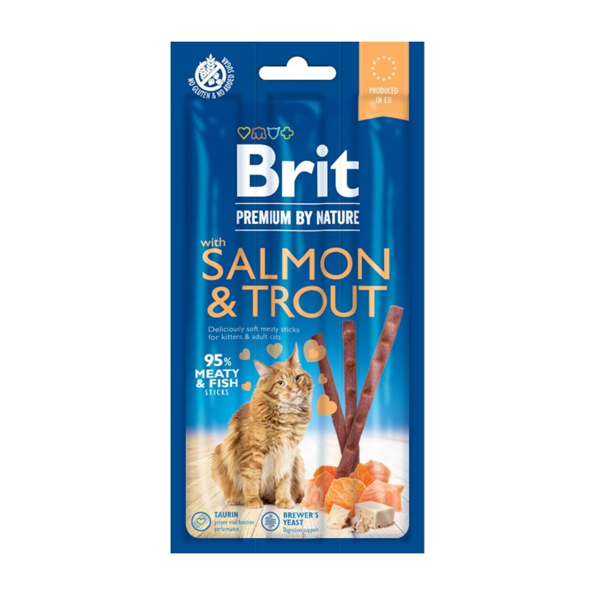 BRIT Premium By Nature, recompense fără cereale pisici, batoane, Somon și Păstrăv, 3buc - poza 1