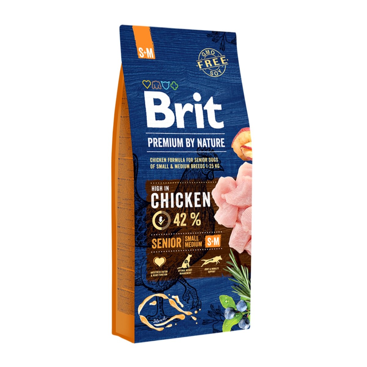 BRIT Premium By Nature Senior Small and Medium Breed, S-M, Pui, hrană uscată câini senior, 15kg - poza 1