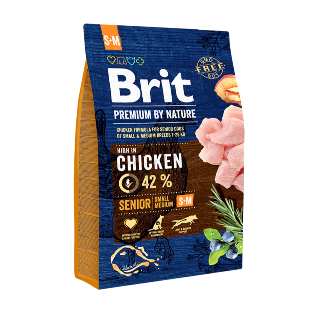 BRIT Premium By Nature Senior Small and Medium Breed, S-M, Pui, hrană uscată câini senior, 3kg - poza 1