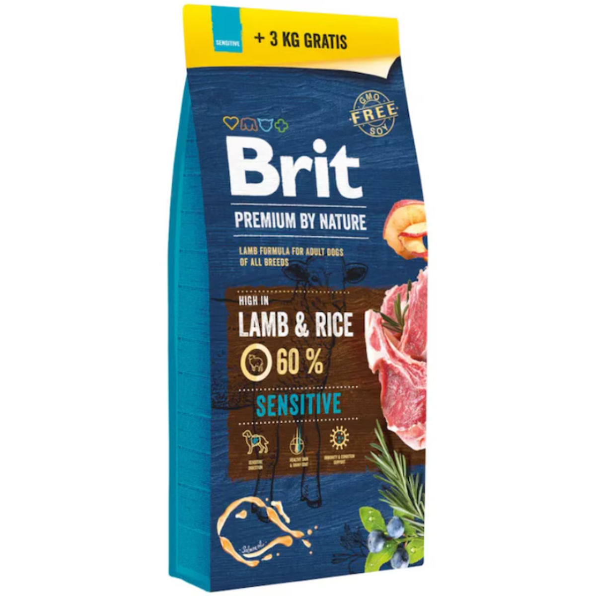 BRIT Premium By Nature Sensitive, Miel, hrană uscată câini, sensibilitați digestive, 15kg + 3kg GRATUIT - poza 2