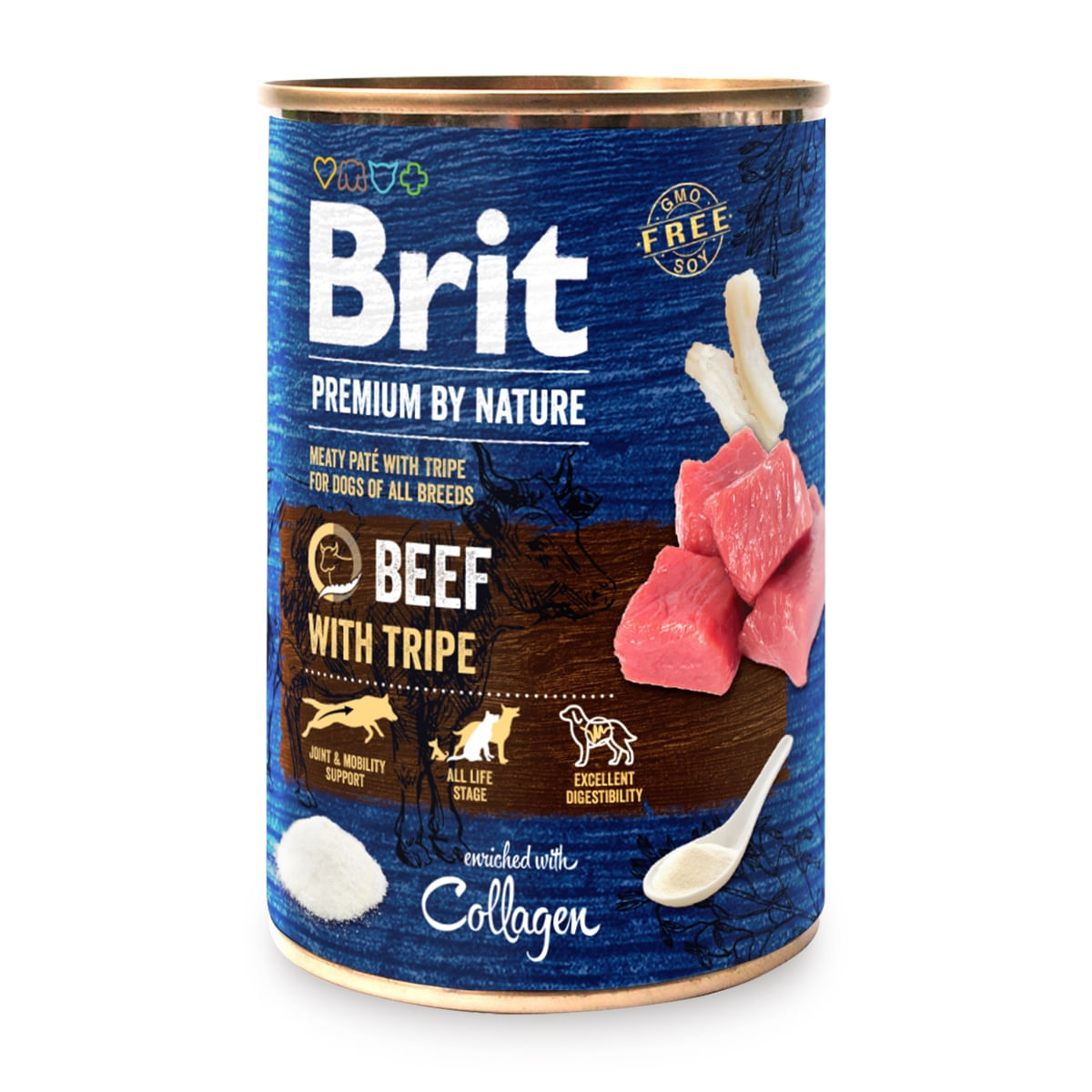 BRIT Premium By Nature, Vită și Burtă, conservă hrană umedă fără cereale câini, (pate), 400g - poza 2