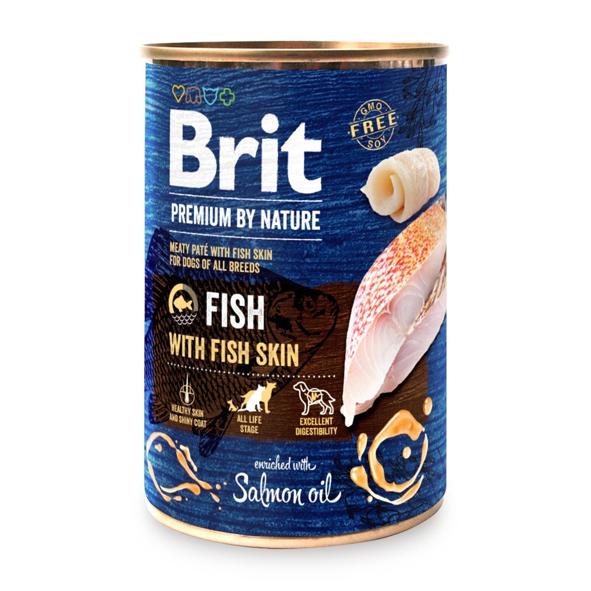 BRIT Premium by Nature, XS-XL, Pește și Piele de Pește, conservă hrană umedă fără cereale câini, (în suc propriu), 400g - poza 1