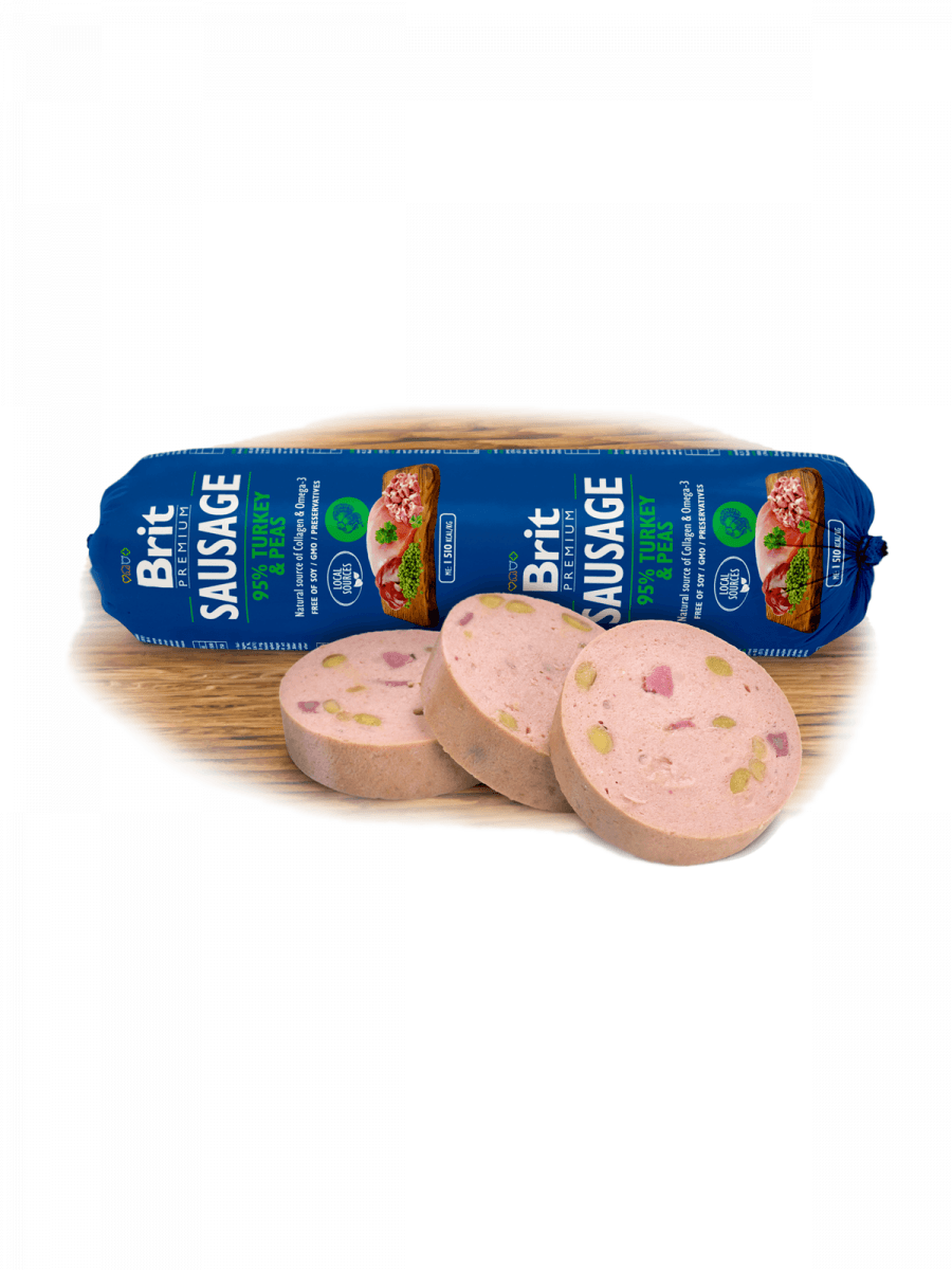 BRIT Premium, Curcan cu Mazare, salam hrană umedă fără cereale câini, 800g - poza 3