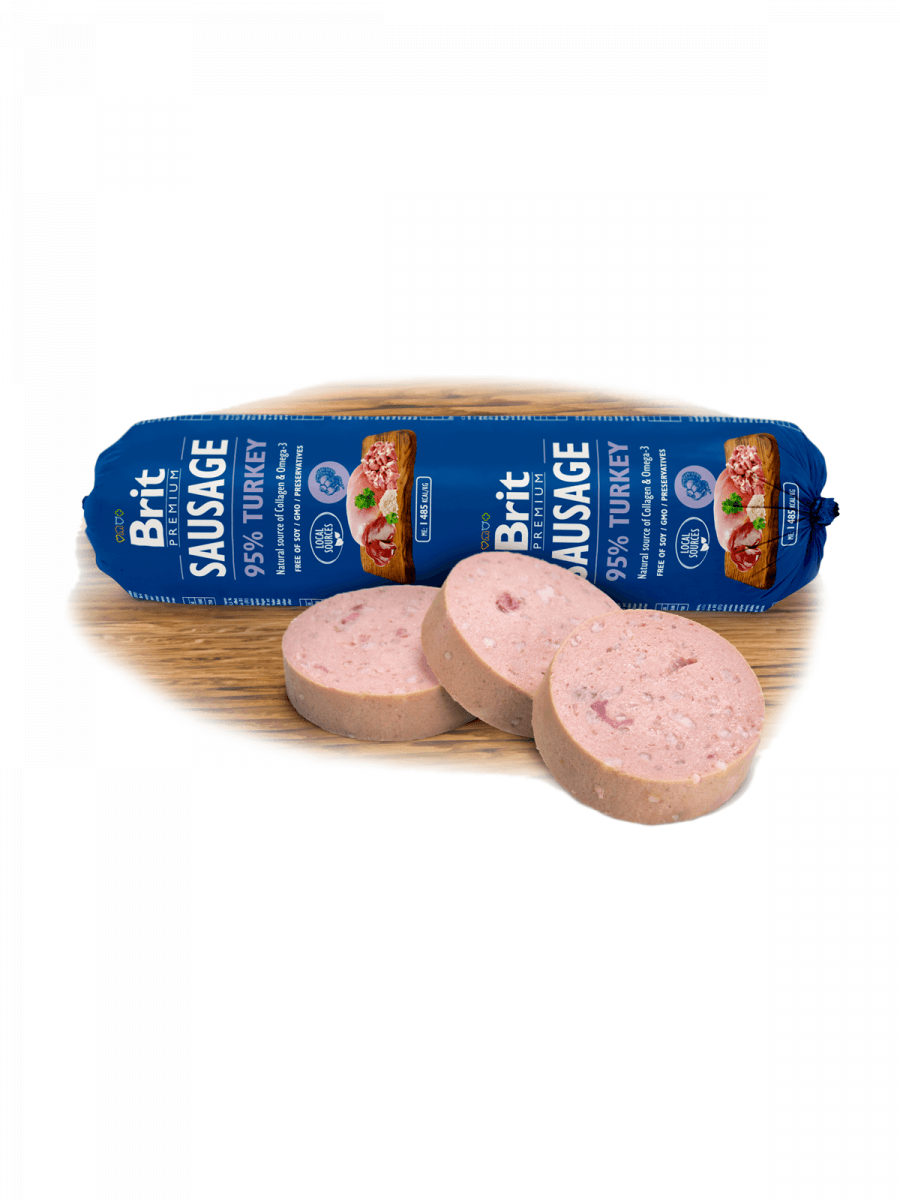 BRIT Premium, Curcan, salam hrană umedă conținut redus cereale câini, 800g - poza 3