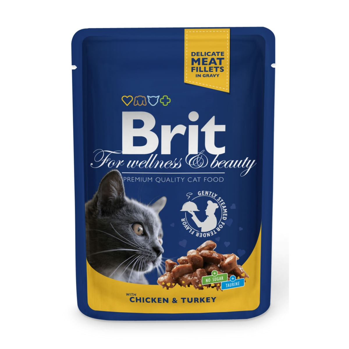 BRIT Premium, Pui și Curcan, plic hrană umedă pisici, (în sos), 100g - poza 1