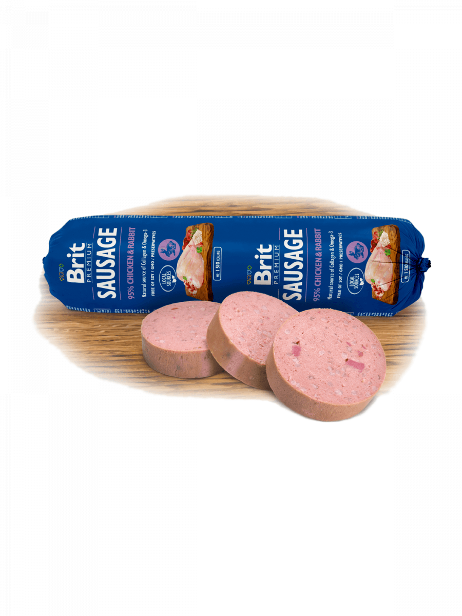 BRIT Premium, Pui și Iepure, salam hrană umedă conținut redus cereale câini, 800g - poza 3