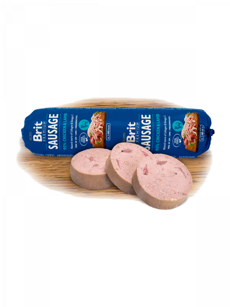 BRIT Premium, Pui și Miel, salam hrană umedă conținut redus cereale câini, 800g - poza 2