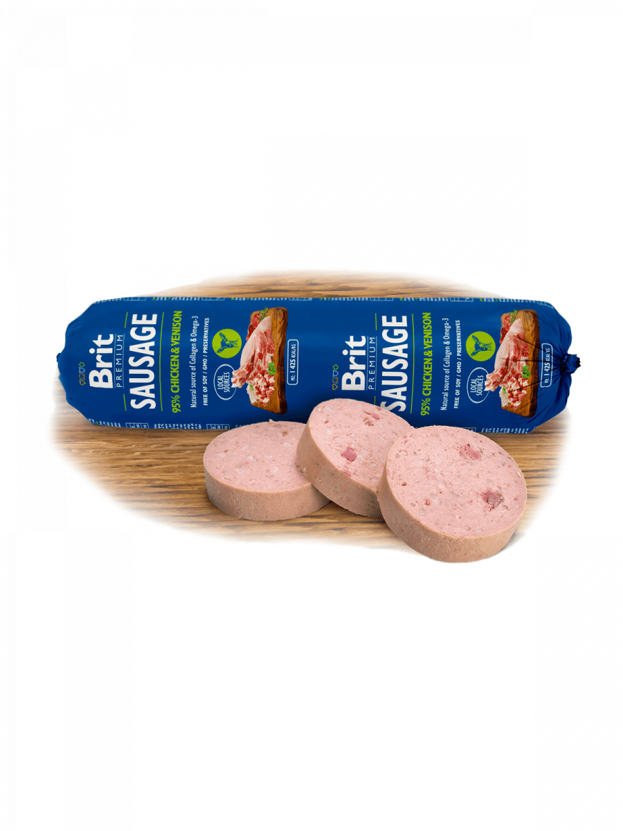 BRIT Premium, Pui și Vânat, salam hrană umedă conținut redus cereale câini, 800g - poza 3