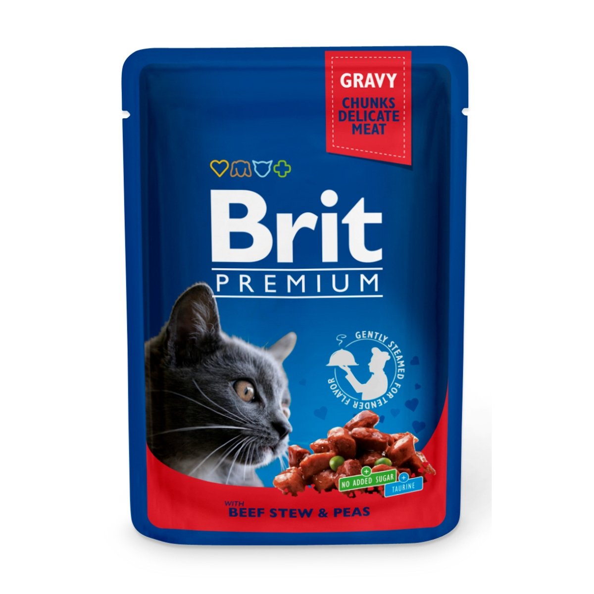 BRIT Premium, Vită și Mazăre, plic hrană umedă pisici, (în sos), 100g - poza 1