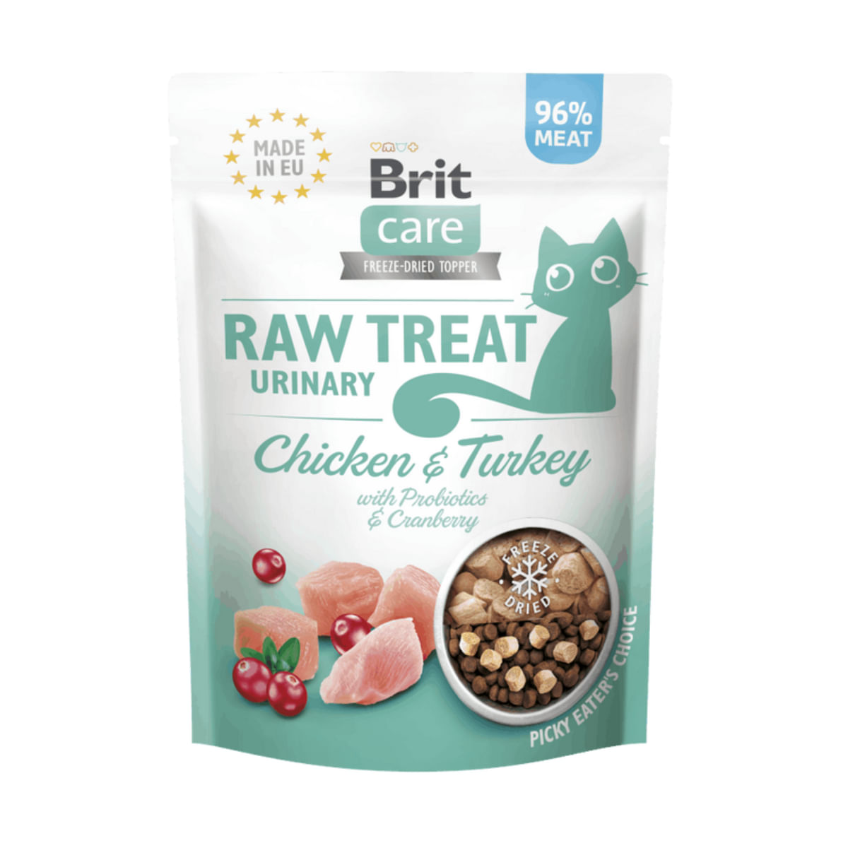 BRIT Raw Treat Urinary, Pui și Curcan, punguță recompense pisici sterilizate, sistem urinar, 40g - poza 1