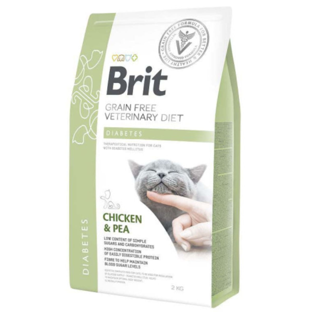 BRIT VD Diabetes, Pui, dietă veterinară, hrană uscată fără cereale pisici, diabet, 2kg - poza 2