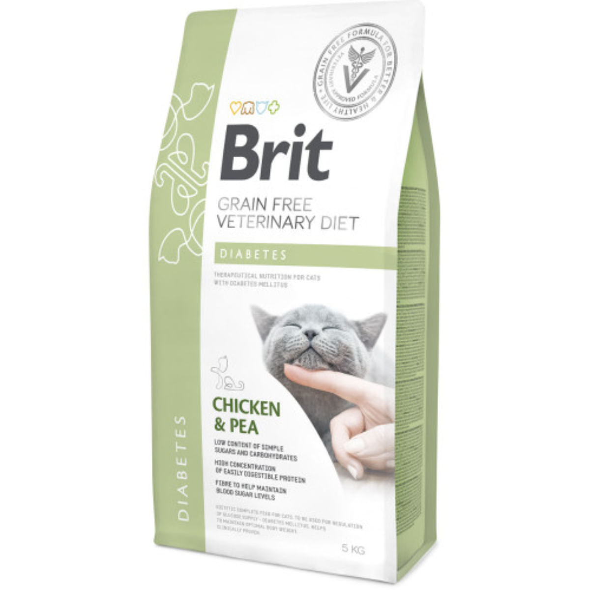 BRIT VD Diabetes, Pui, dietă veterinară, hrană uscată fără cereale pisici, diabet, 5kg - poza 1